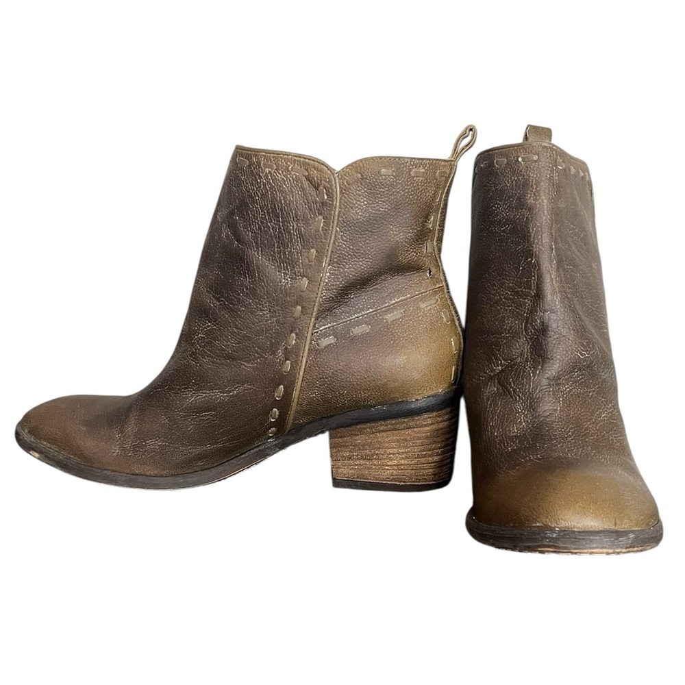 DONALD J PLINER Doro Brown Leather Stacked Heel Ankle Boots Women's Size 9
